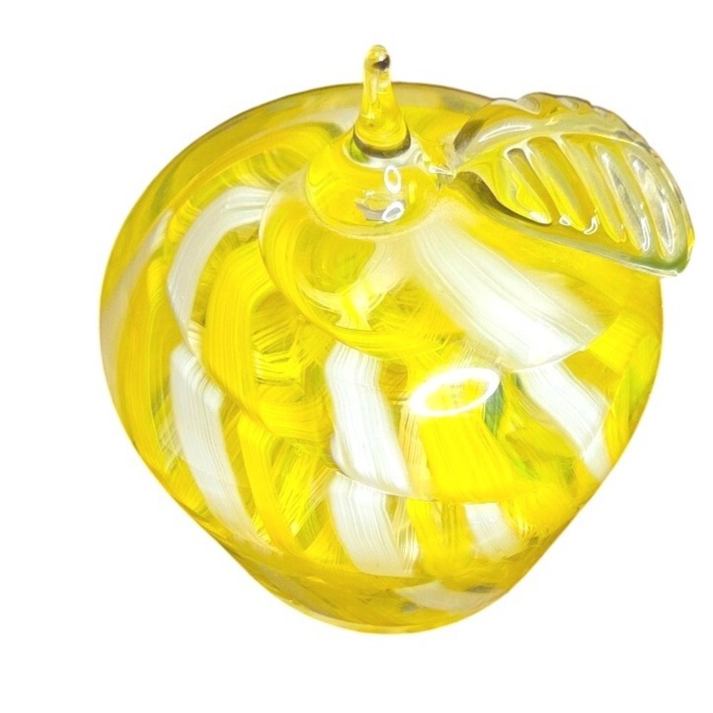 Paperweight Wheaton‎ Village Art Glass Apple Swirl Decor Yellow